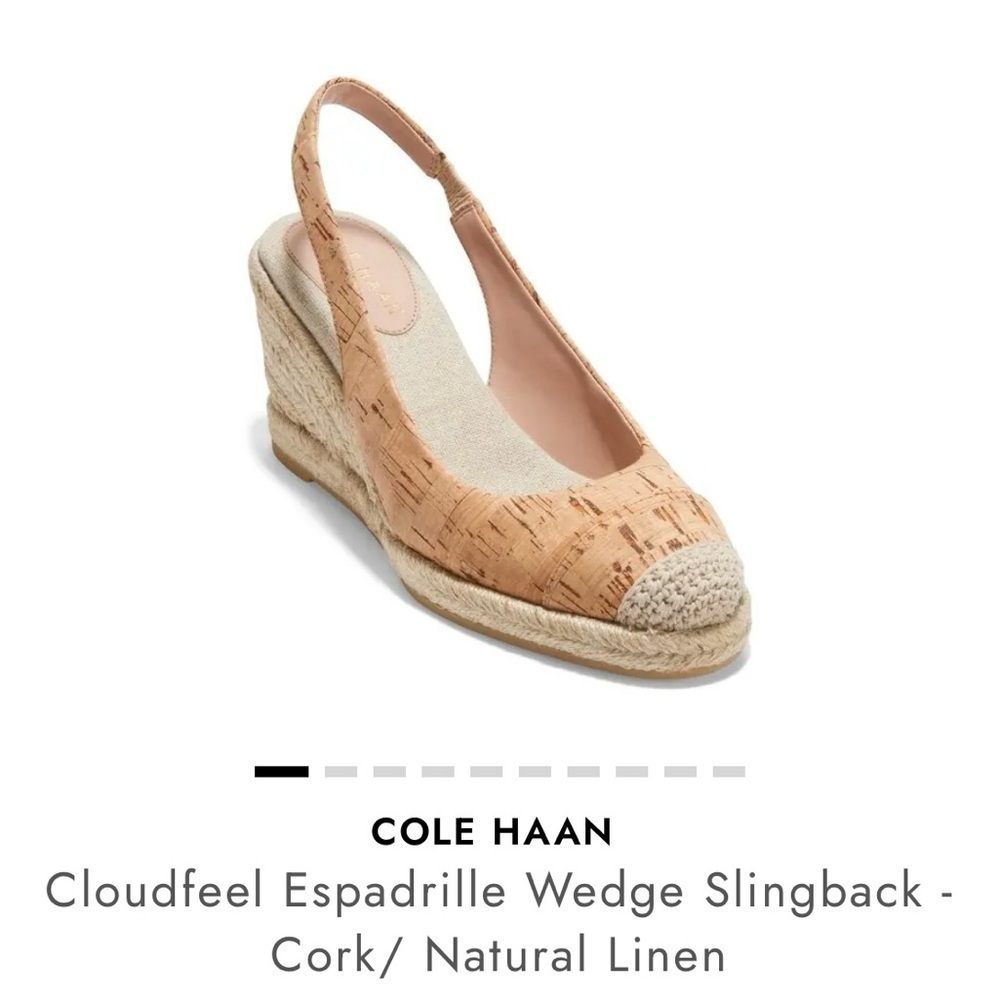 Cole Haan NWOT Couldfeel Wedge Slingback Cork Espadrille Sandal Size 8.5